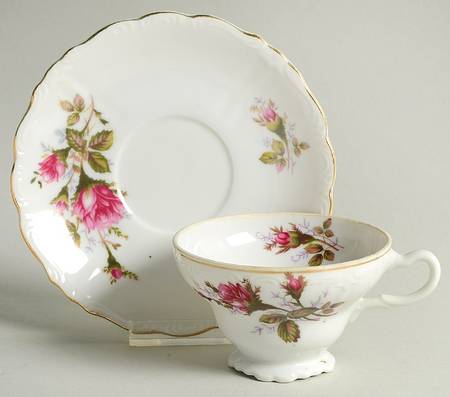 Moss Rose Footed Cup & Saucer Set