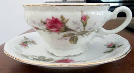 Old Rose Footed Cup & Saucer Set