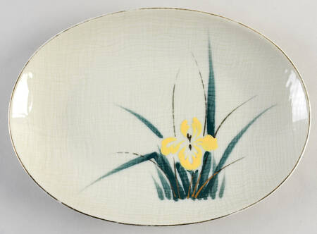 Yellow Iris 12" Oval Serving Platter