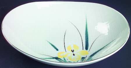 Yellow Iris 9" Oval Vegetable Bowl