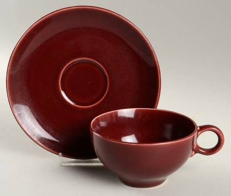 Ballerina Burgundy Flat Cup & Saucer Set