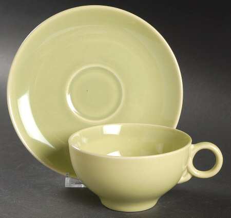 Ballerina Chartreuse Flat Cup & Saucer Set by Universal