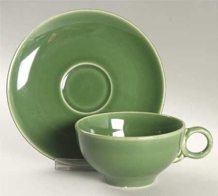 Ballerina Forest Green Flat Cup & Saucer Set
