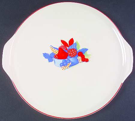 Calico Fruit Handled Cake Plate by Universal
