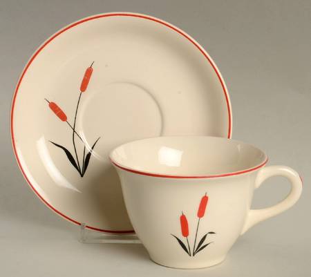 Cattail (Camwood) Flat Cup & Saucer Set