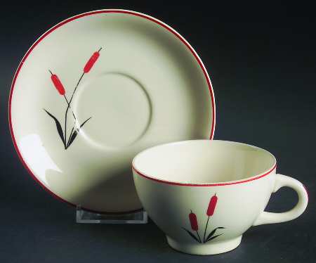 Cattail (Camwood) Flat Cup & Saucer Set