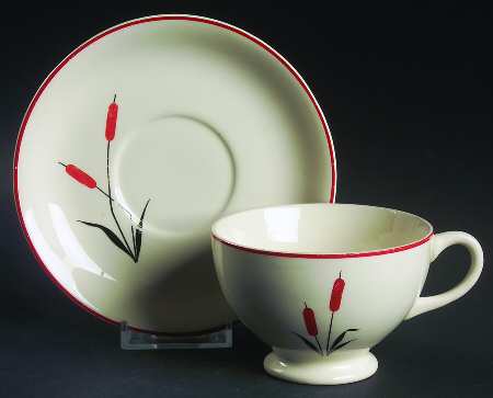 Cattail (Camwood) Footed Cup & Saucer Set