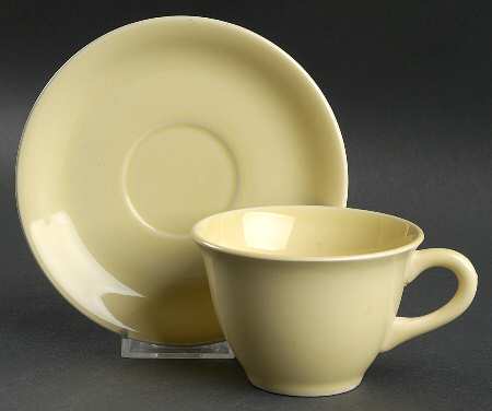 Camwood Ivory Yellow Flat Cup & Saucer Set