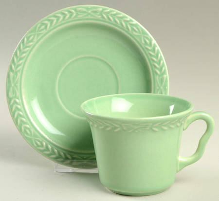 Laurella Green Flat Cup & Saucer Set by Universal