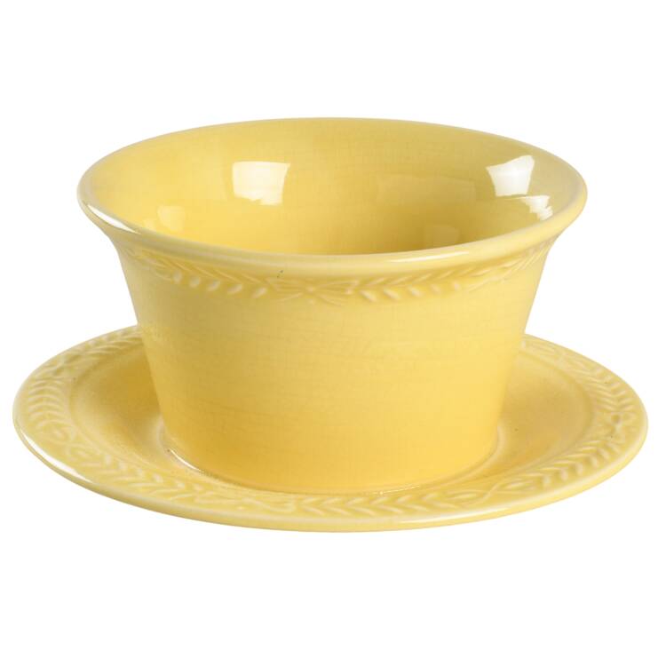 Laurella Yellow Gravy Boat with Attached Underplate