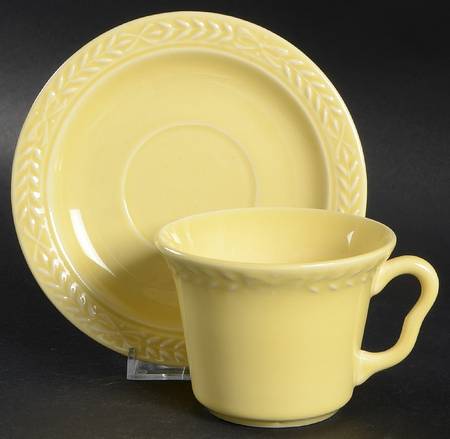 Laurella Yellow Flat Cup & Saucer Set