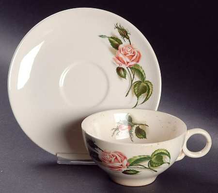 Moss Rose (No Trim) Flat Cup & Saucer Set by Universal