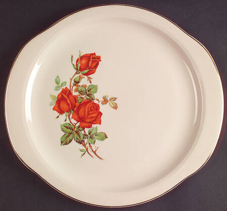 American Beauty Rose Handled Cake Plate