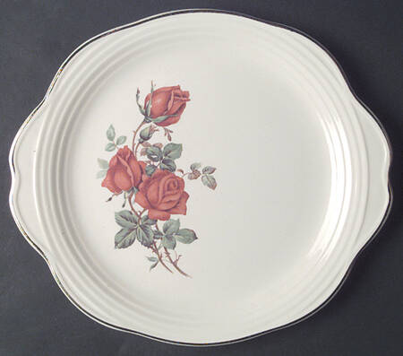 American Beauty Rose Handled Cake Plate by Universal