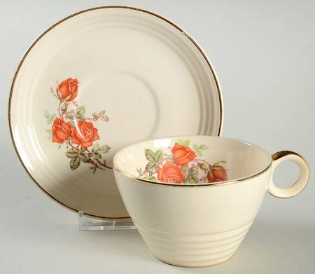 American Beauty Rose Flat Cup & Saucer Set