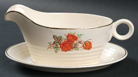 American Beauty Rose Gravy Boat & Underplate/Relish