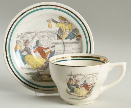 French Opera Reproductions Flat Cup & Saucer Set