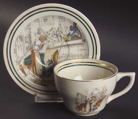French Opera Reproductions Flat Cup & Saucer Set
