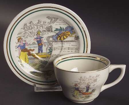 French Opera Reproductions Flat Cup & Saucer Set