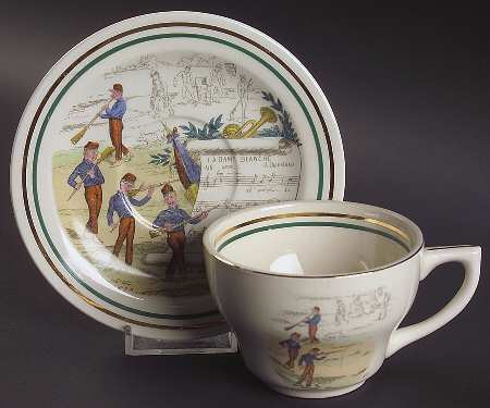 French Opera Reproductions Flat Cup & Saucer Set