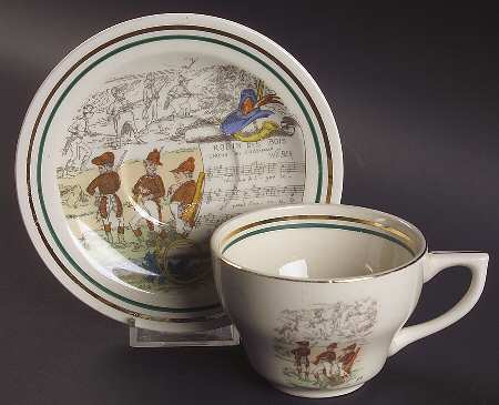French Opera Reproductions Flat Cup & Saucer Set