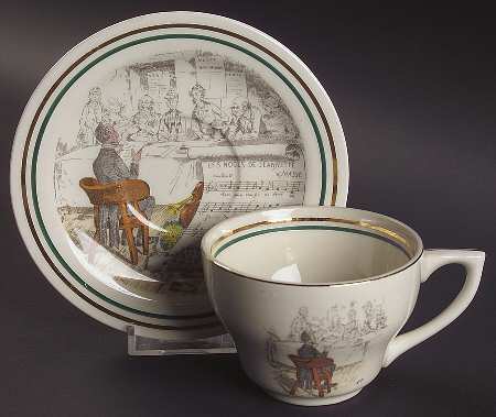 French Opera Reproductions Flat Cup & Saucer Set