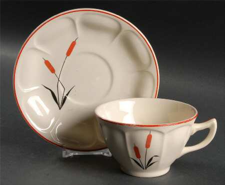 Cattail (Mt Vernon) Flat Cup & Saucer Set