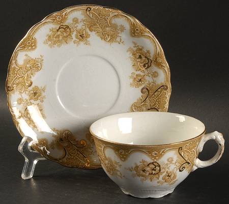 Victoria Tan Flat Cup & Saucer Set