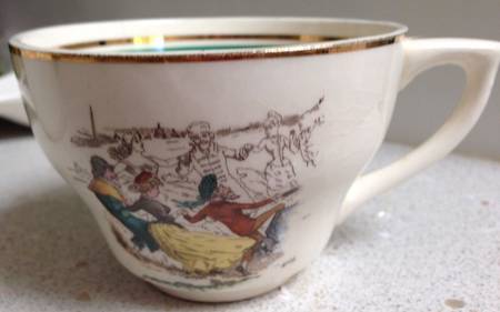 French Opera Reproductions Footed Cup & Saucer Set