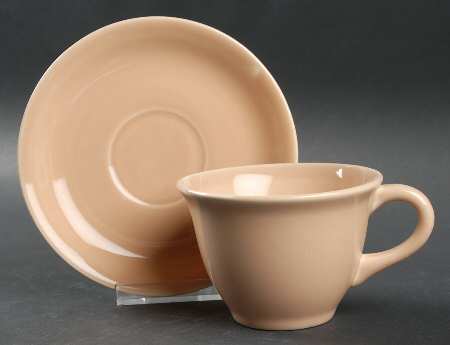 Camwood Ivory Coral Flat Cup & Saucer Set