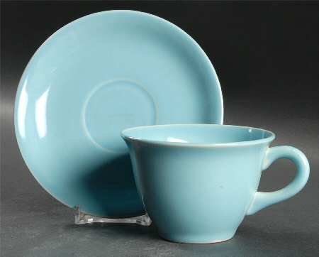 Camwood Ivory Blue Flat Cup & Saucer Set