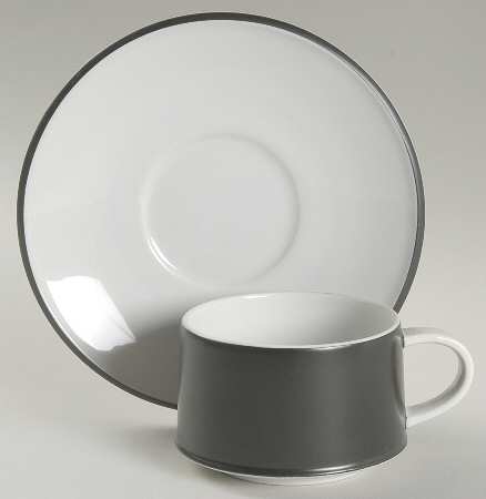 Contempo Frost Black Footed Cup & Saucer Set