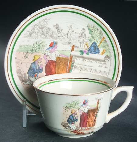 French Opera Reproductions Flat Cup & Saucer Set
