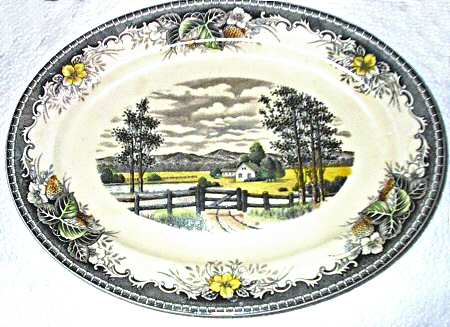 Meadow-Rural Scenery 12" Oval Serving Platter