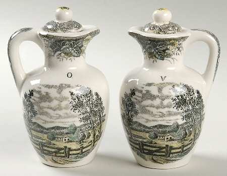 Meadow-Rural Scenery Vinegar and Oil Set with Stoppers