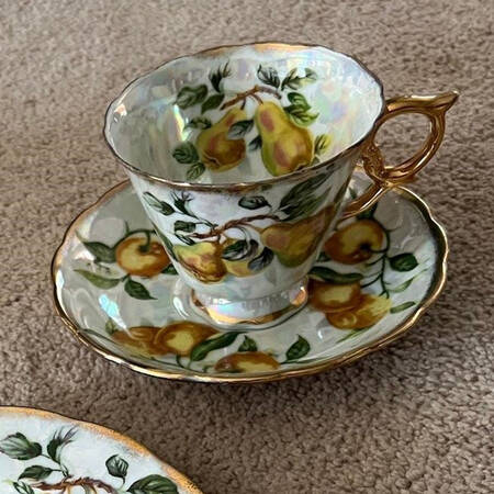 Fruits of the Month Footed Cup & Saucer Set