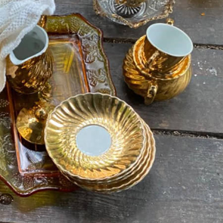 Golden Elegance Flat Cup & Saucer Set