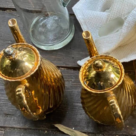 Golden Elegance Coffee Pot & Lid