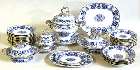Doric (Flow Blue) Tureen & Lid w/Underplate