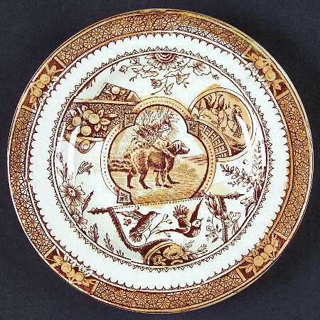 Girl with Pets-Brown Child's Plate