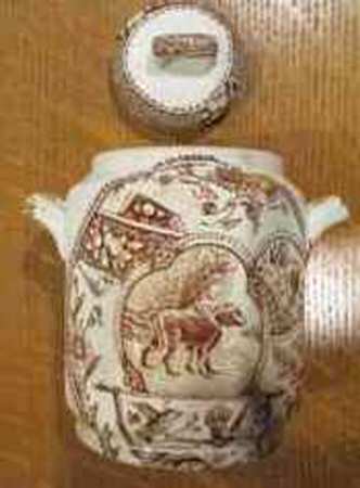 Girl with Pets-Brown Child's Sugar Bowl & Lid