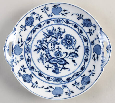 Blue Onion Handled Cake Plate