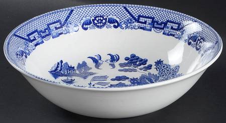 Willow (Blue, No Marks) 11" Large Salad Serving Bowl