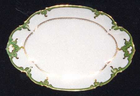 503 (Green Band) 12" Oval Serving Platter