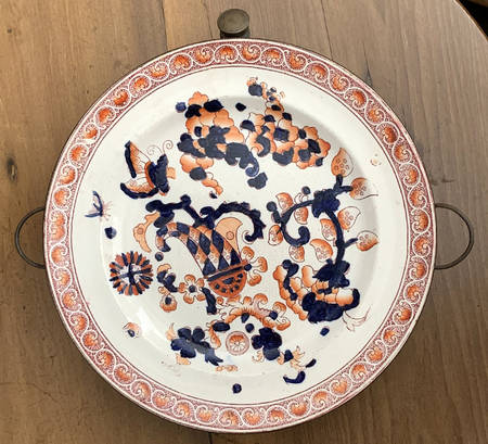 Indian Dinner Plate w/Attached Metal Warmer