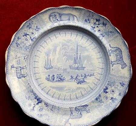 Arctic Scenery Blue Dinner Plate
