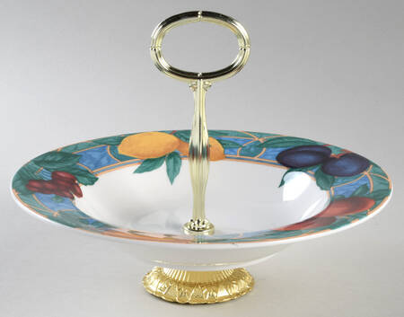 Forbidden Fruit 6"-7" Handled Footed Nut Dish HC