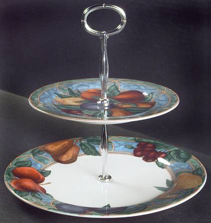 Forbidden Fruit 6 5/8"-10"  2 Tiered Serving Tray (Dp, Sp) HC