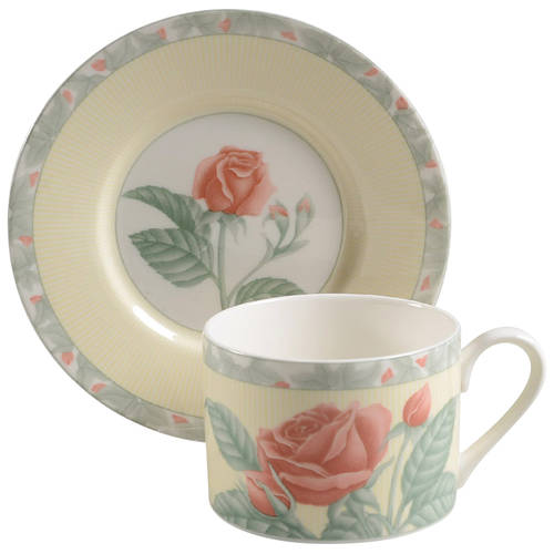 Misty Rose Flat Cup & Saucer Set