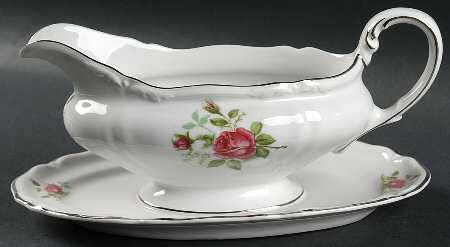 Provincial Rose (Germany) Gravy Boat with Attached Underplate